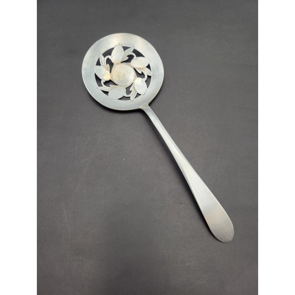 Rogers International Silver Co. TS Round Slotted Serving Spoon Vtg